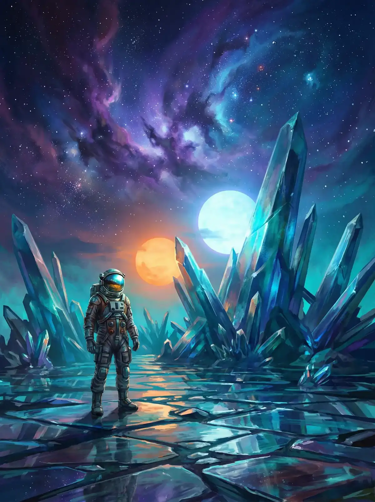 花都影视 - 异星探索者在结晶星球表面行走