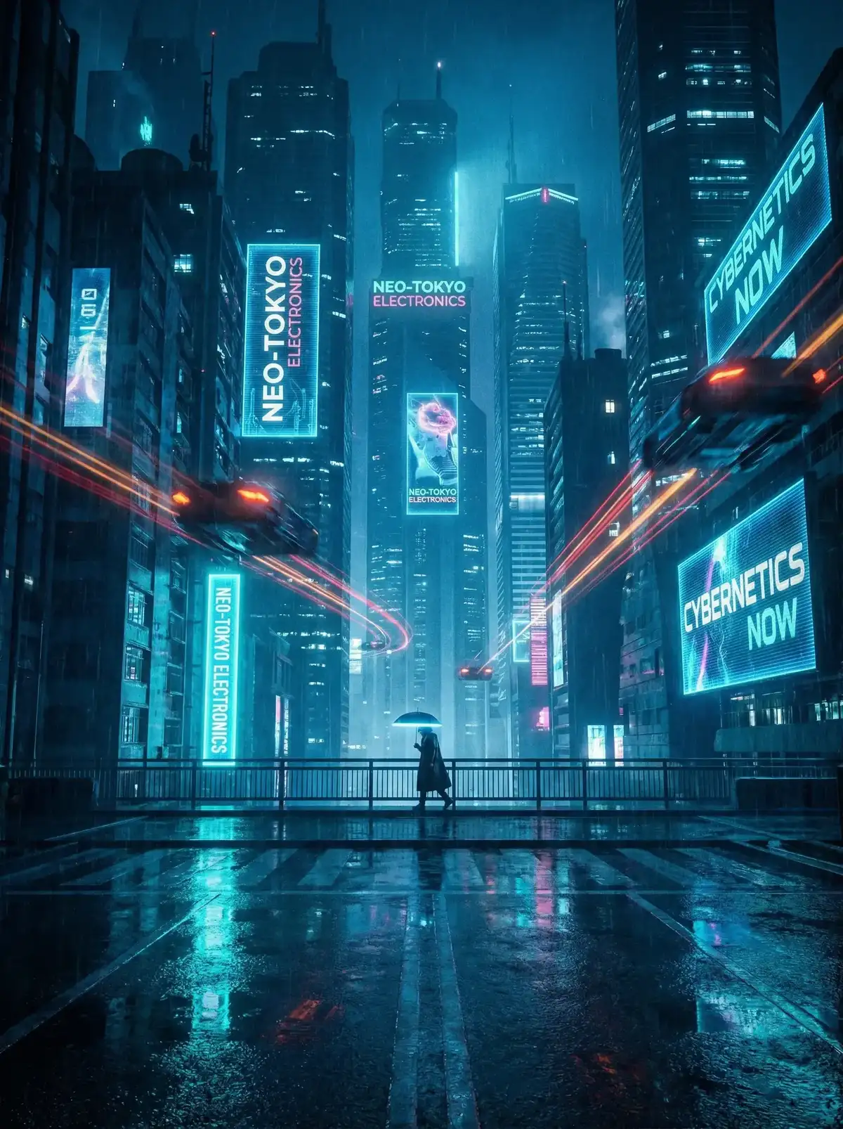 花都影视 - 赛博朋克都市夜景与飞行器
